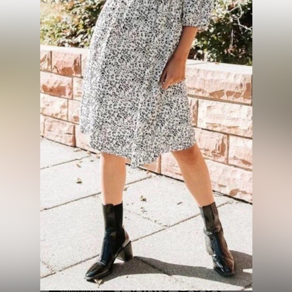 Zara Black Patent Ankle Booties